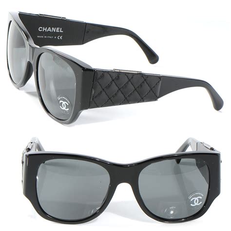 chanel sunglasses quilted leather|Chanel sunglasses with leather sides.